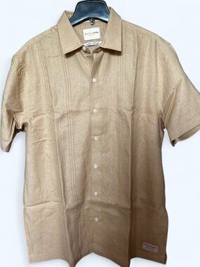 Scotch & soda Men's Short Sleeve Woven Shirt Tan Size L